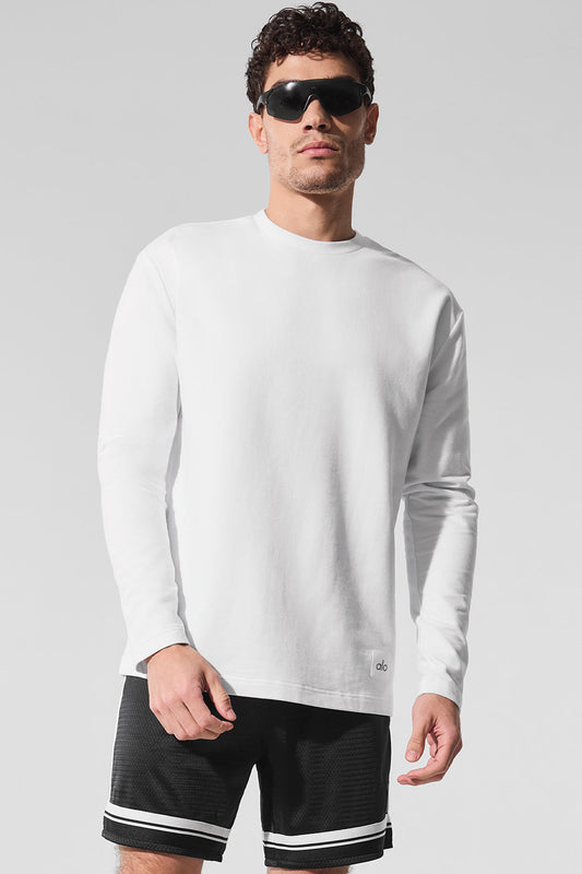 Double Take Long‑Sleeve Crew — White