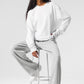 Double Take Long‑Sleeve Crew — White