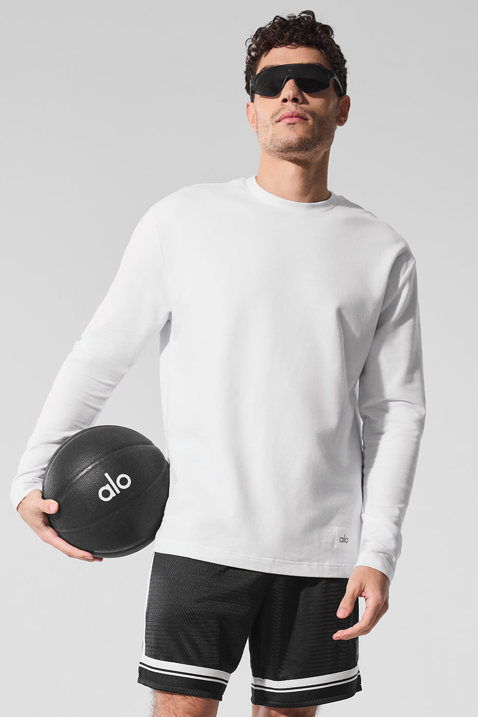 Double Take Long‑Sleeve Crew — White