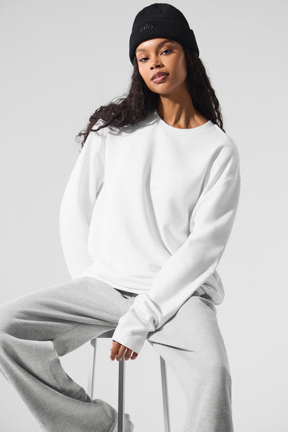 Double Take Long‑Sleeve Crew — White