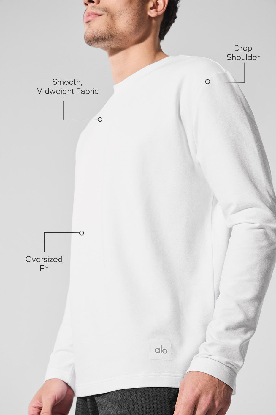 Double Take Long‑Sleeve Crew — White