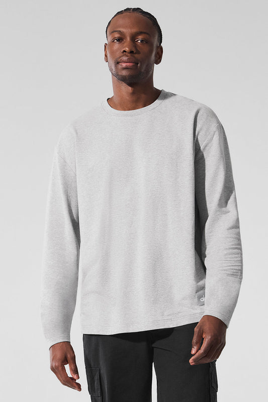 Double Take Long‑Sleeve Crew — Athletic Heather Grey
