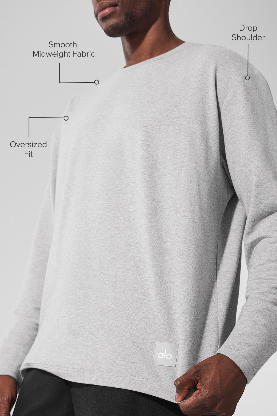 Double Take Long‑Sleeve Crew — Athletic Heather Grey