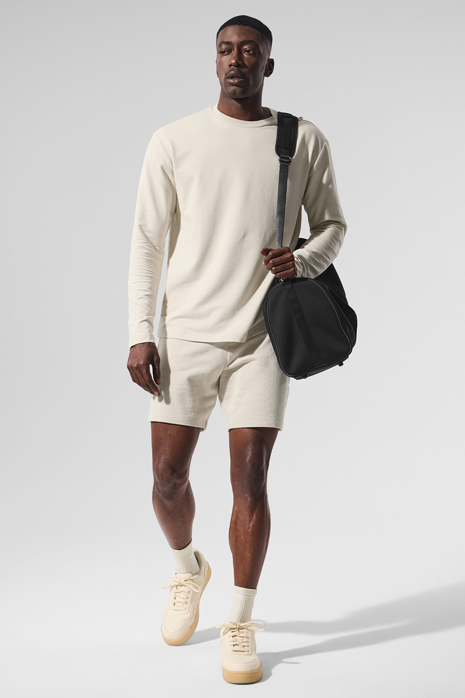 Double Take Long‑Sleeve Crew — Bone