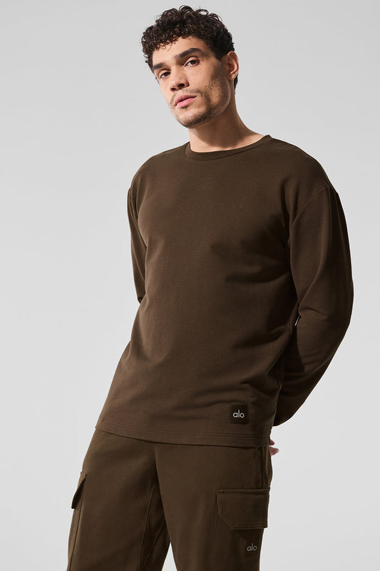 Double Take Long‑Sleeve Crew — Espresso