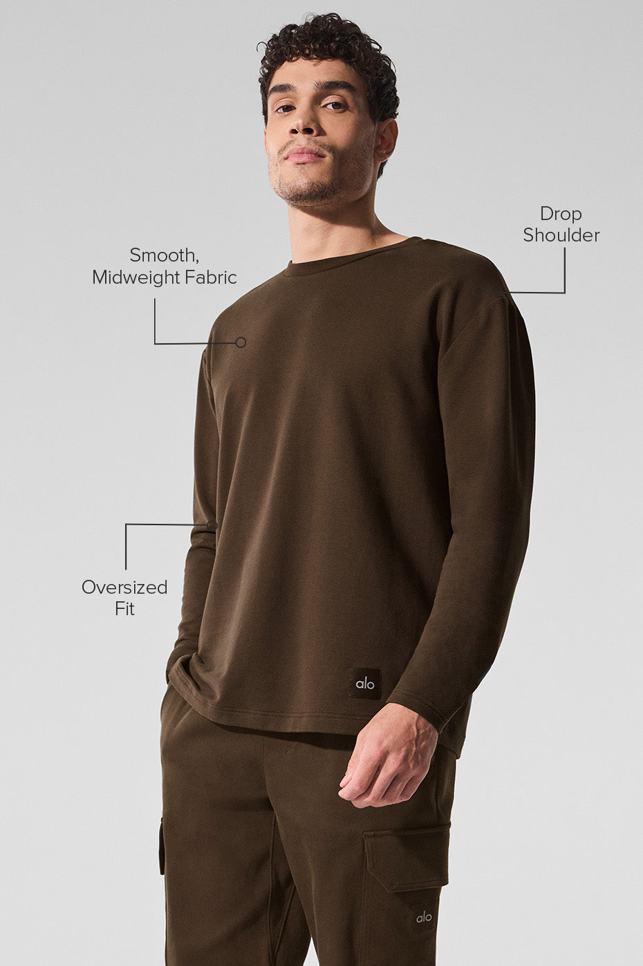 Double Take Long‑Sleeve Crew — Espresso