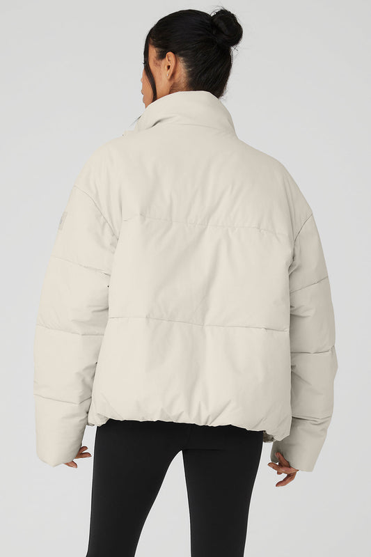 Stretch Woven Street Puffer — Bone