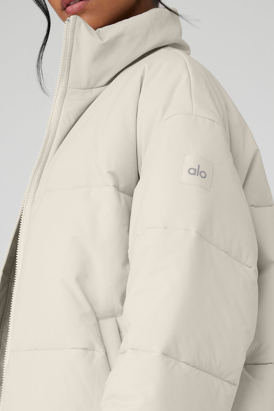 Stretch Woven Street Puffer — Bone