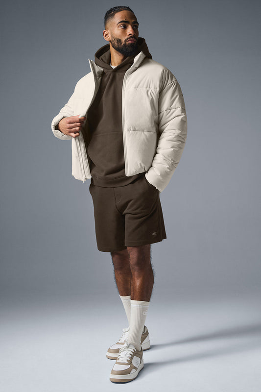 Stretch Woven Street Puffer — Bone