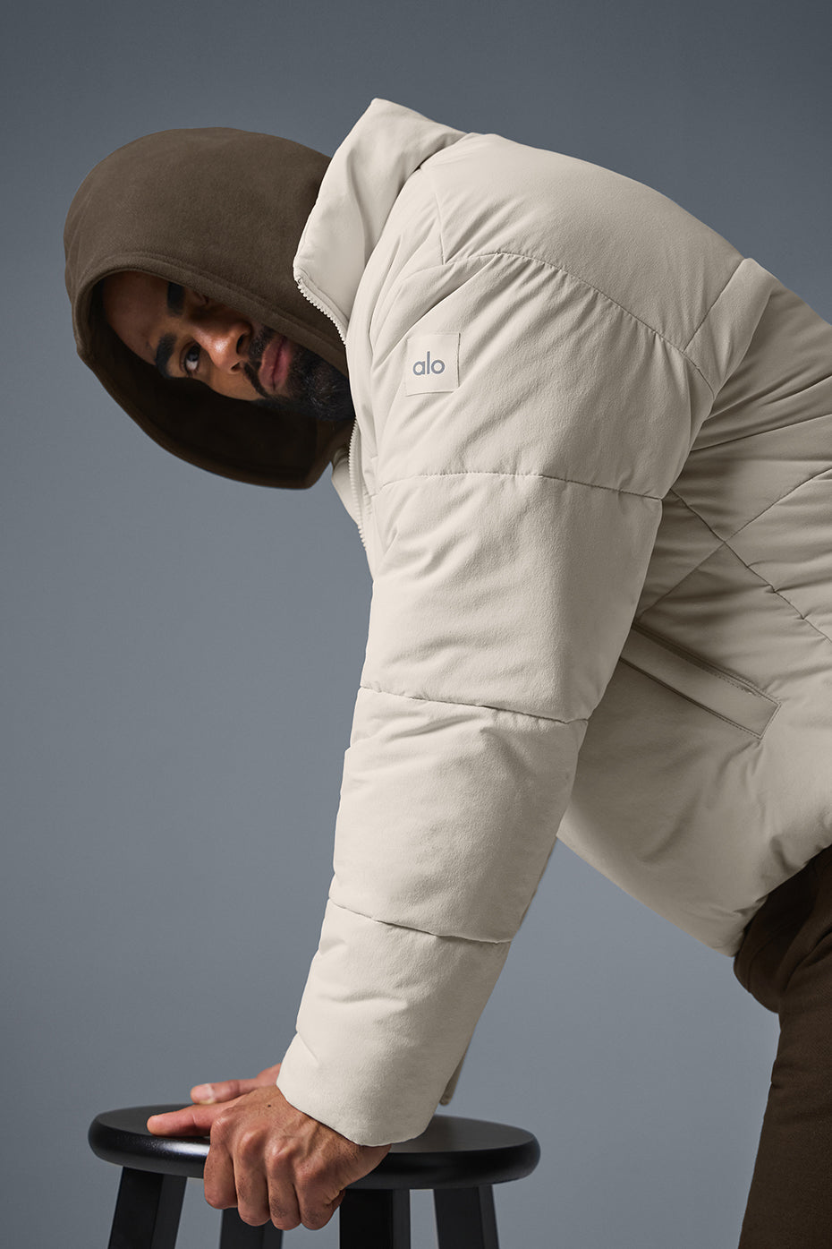 Stretch Woven Street Puffer — Bone