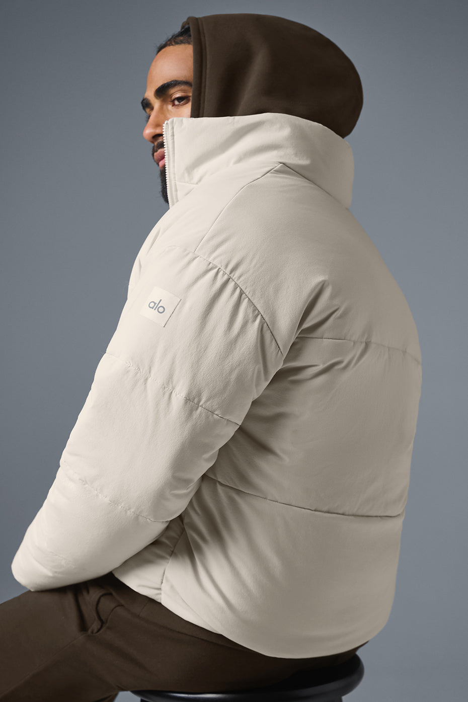 Stretch Woven Street Puffer — Bone