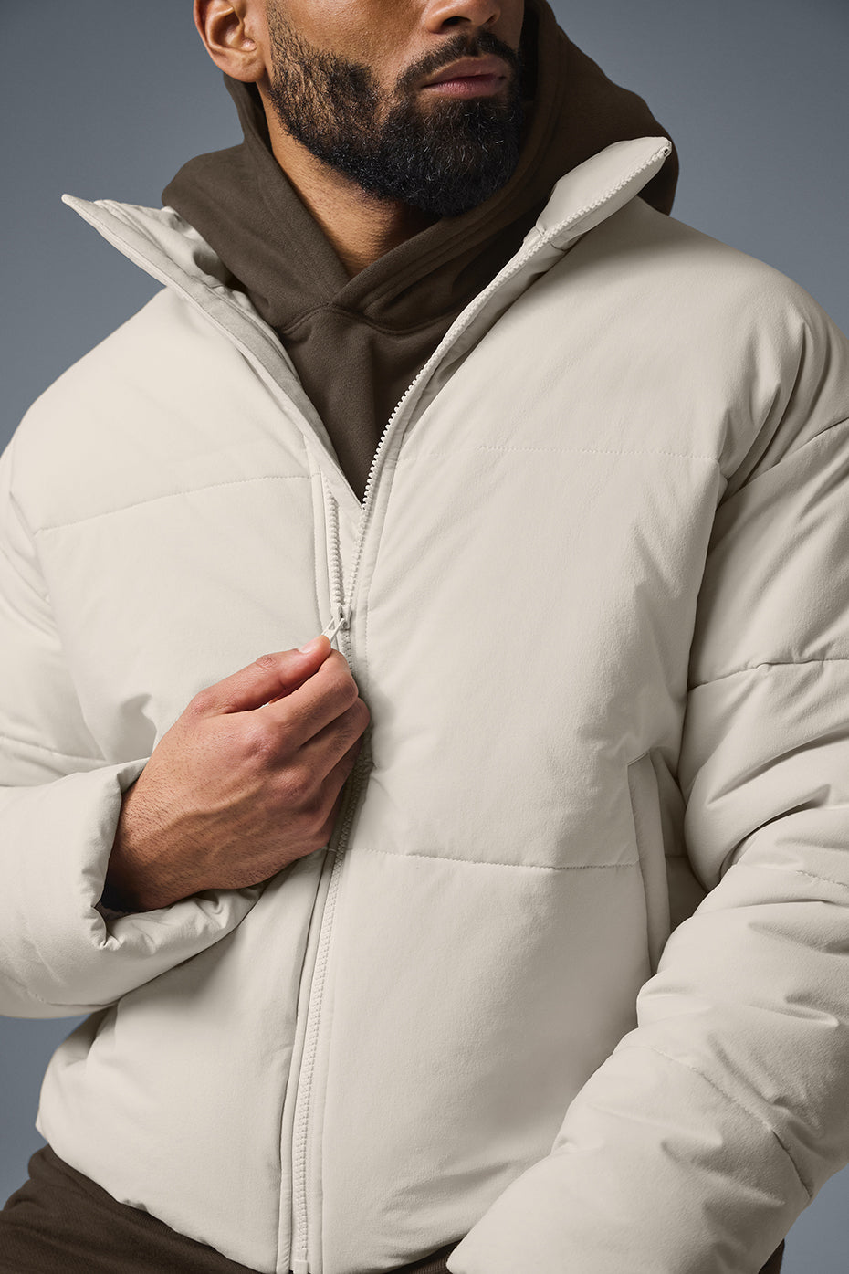 Stretch Woven Street Puffer — Bone