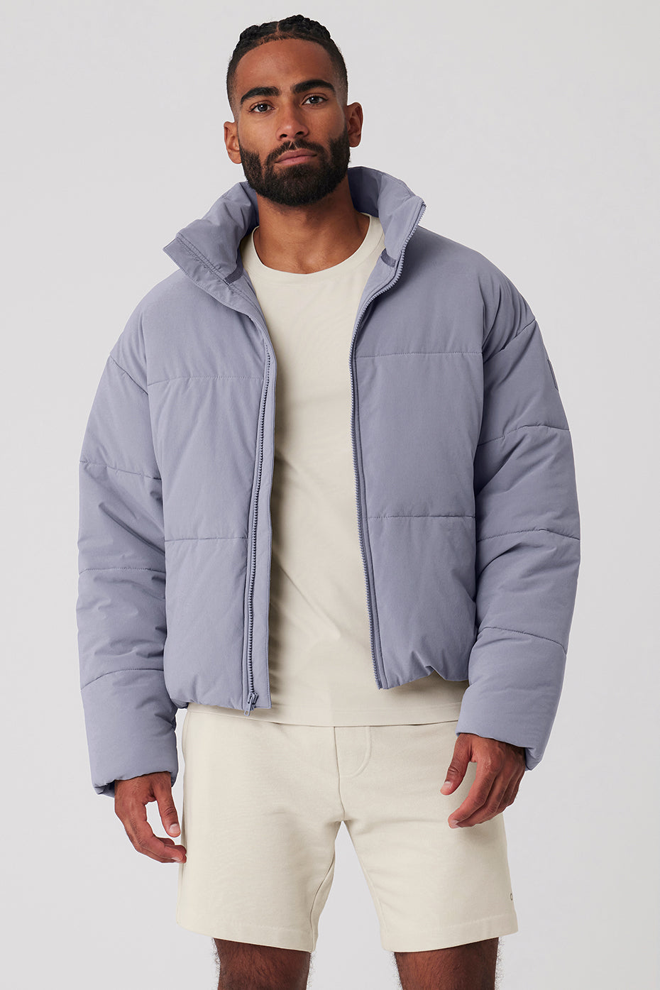 Stretch Woven Street Puffer — Fog