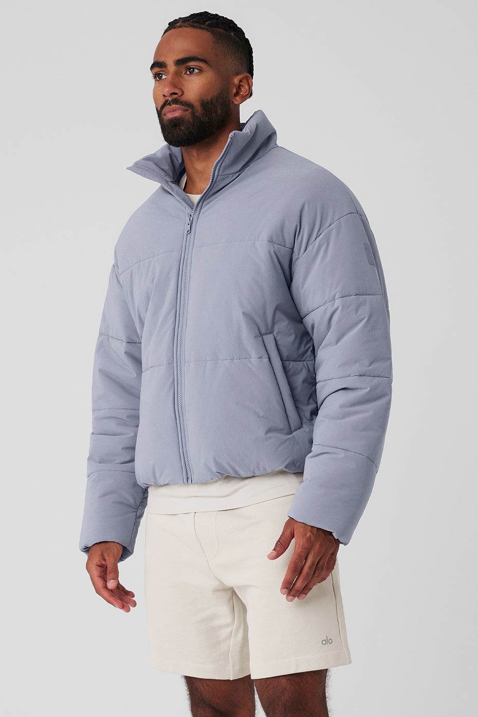 Stretch Woven Street Puffer — Fog