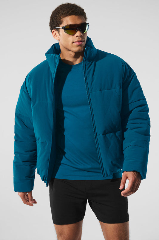 Stretch Woven Street Puffer — Eclipse Blue