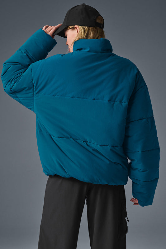 Stretch Woven Street Puffer — Eclipse Blue