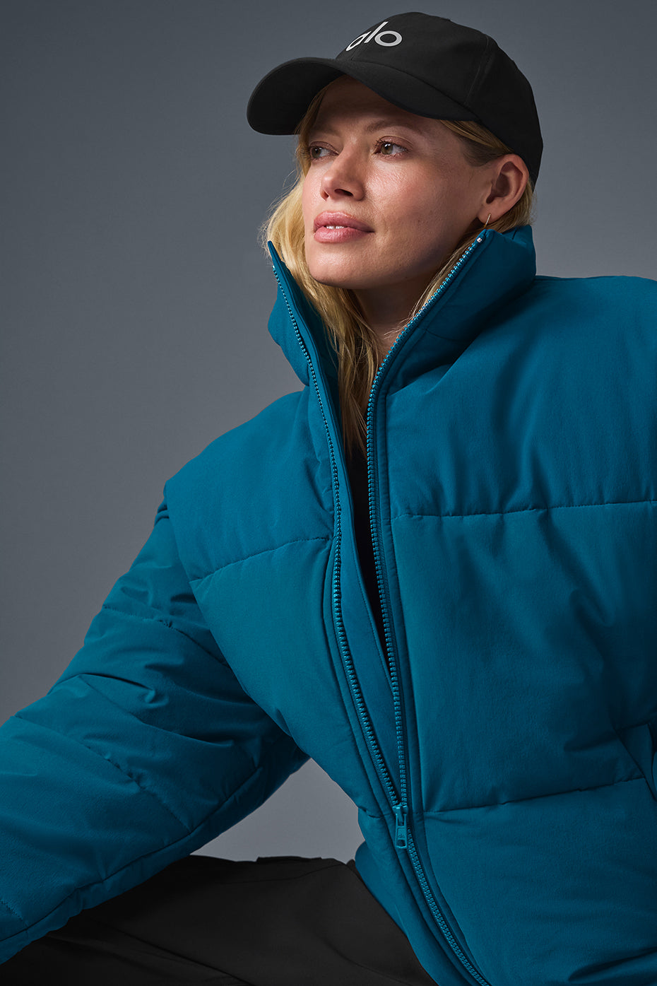 Stretch Woven Street Puffer — Eclipse Blue