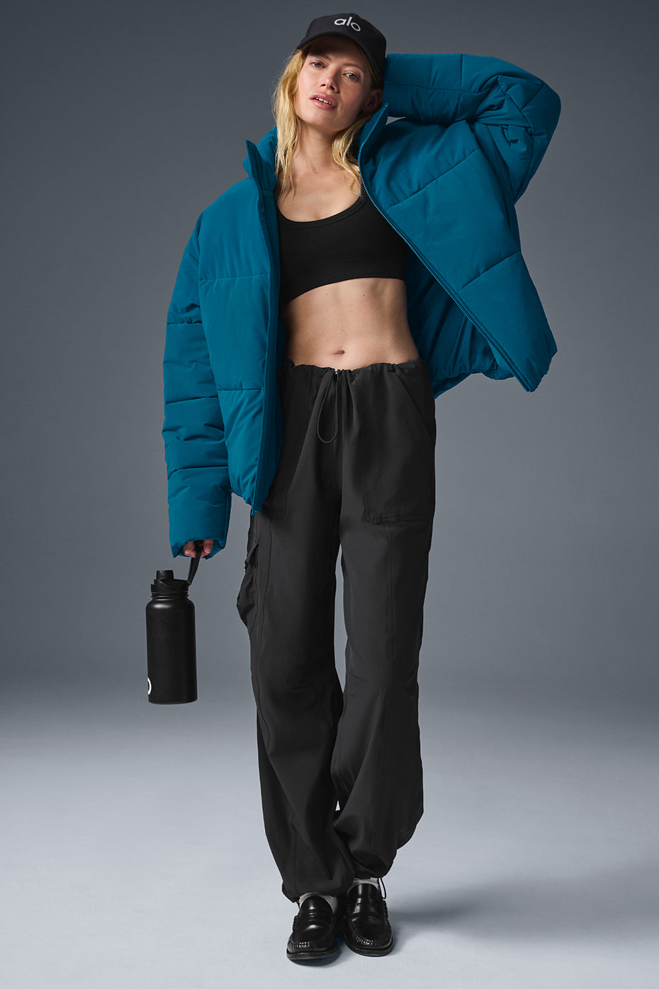 Stretch Woven Street Puffer — Eclipse Blue