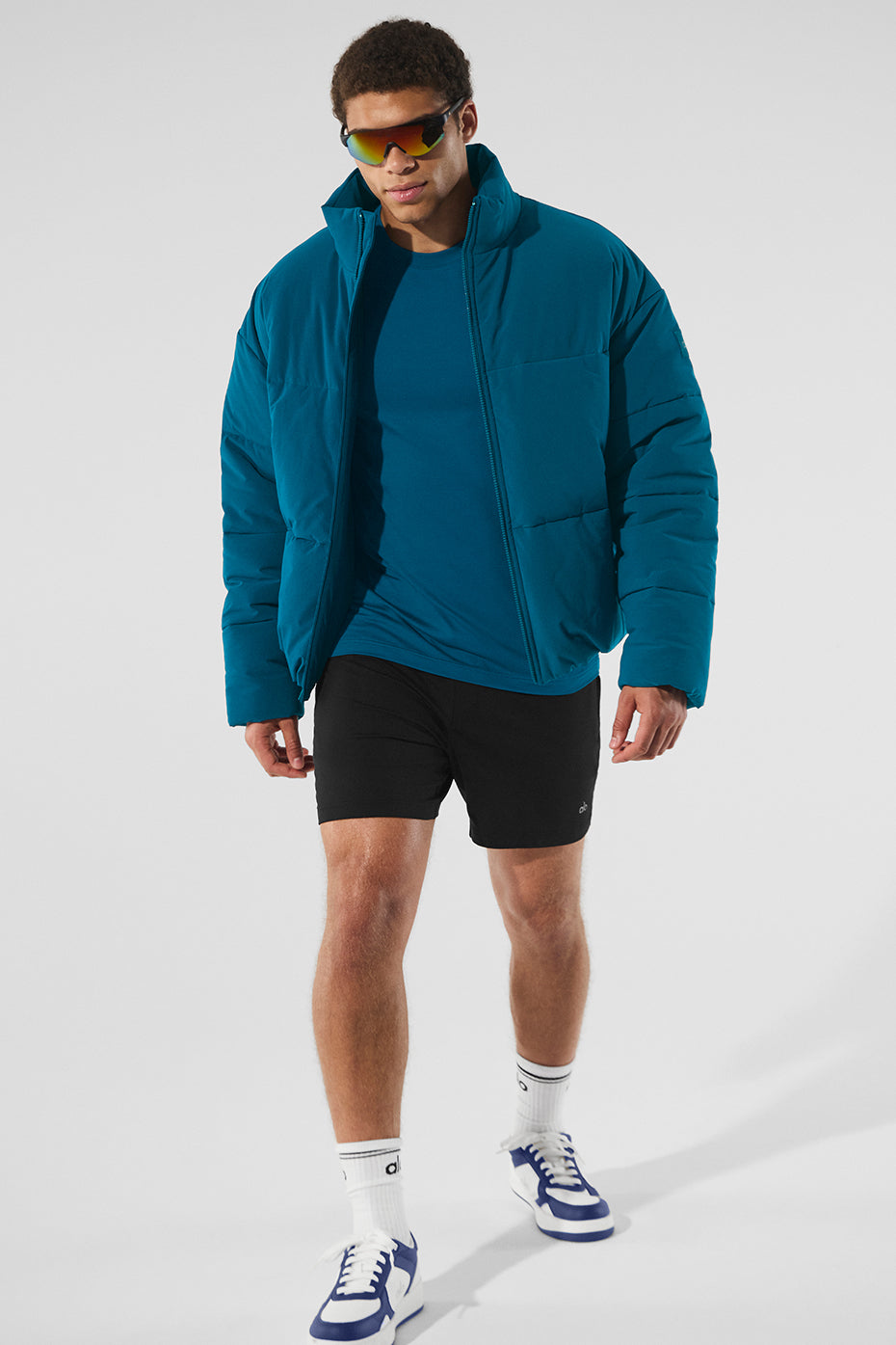 Stretch Woven Street Puffer — Eclipse Blue