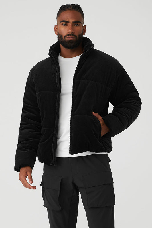 Corduroy Stage Puffer — Black