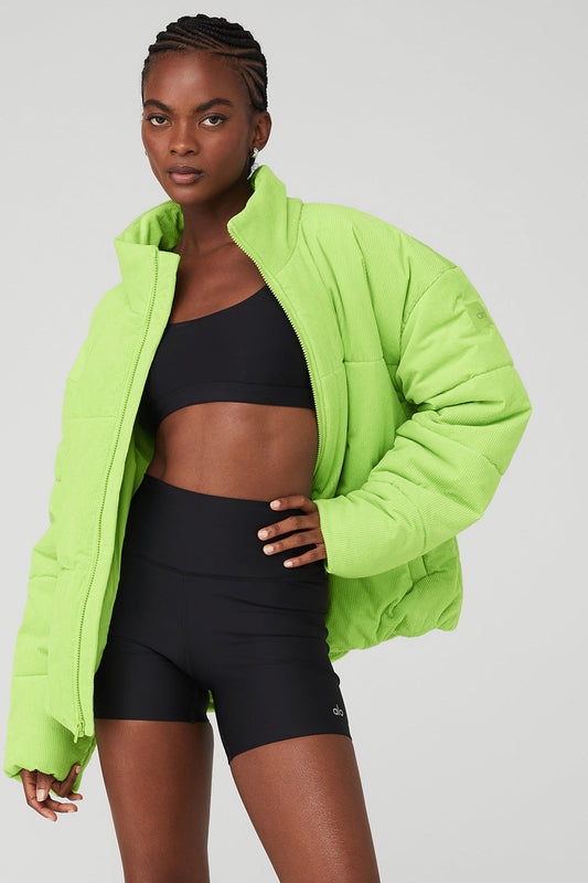 Corduroy Stage Puffer — Celery