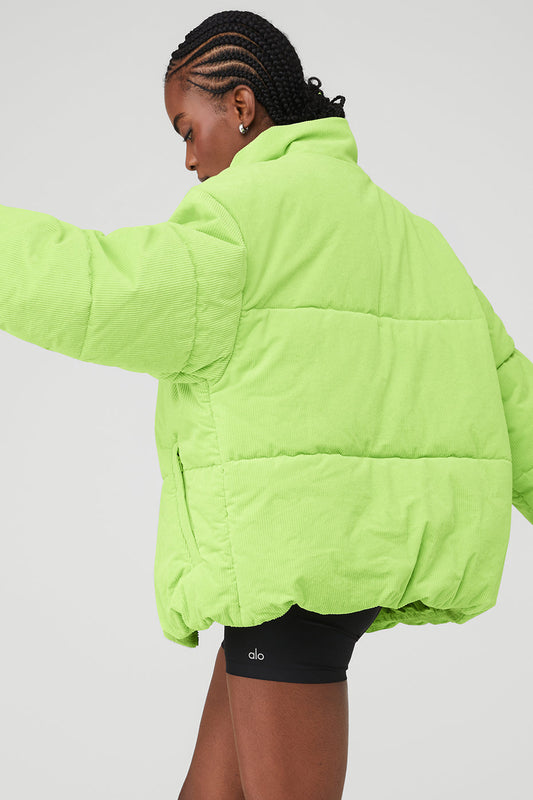 Corduroy Stage Puffer — Celery