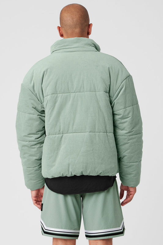 Corduroy Stage Puffer — Icy Sage