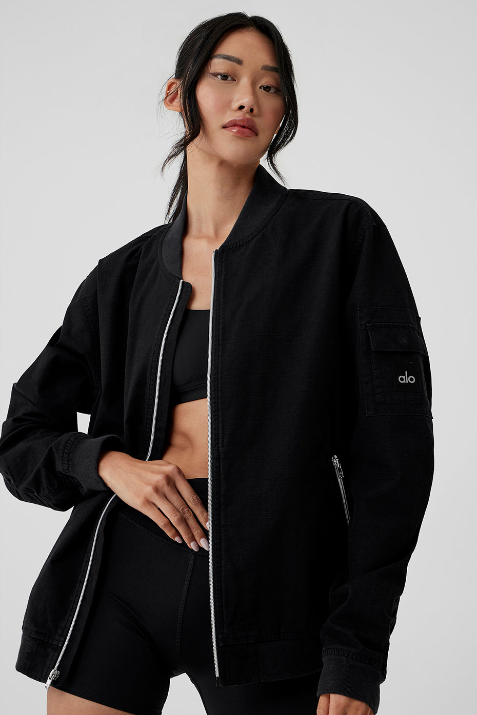 Division Ripstop Bomber Zip Jacket — Black