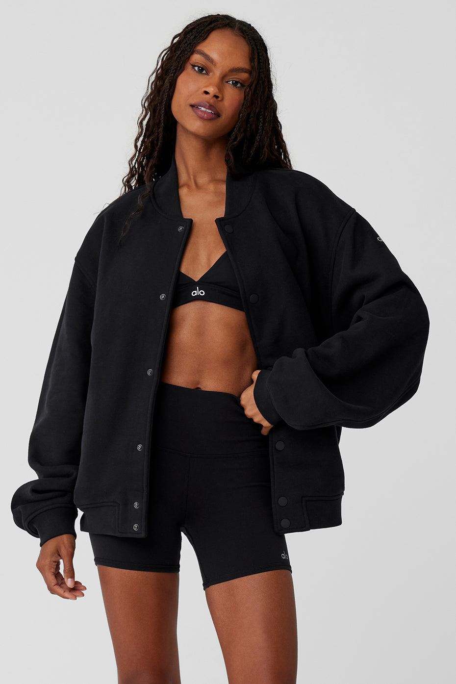 Renown Varsity Zip Jacket — Black