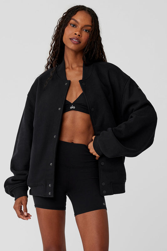 Renown Varsity Zip Jacket — Black