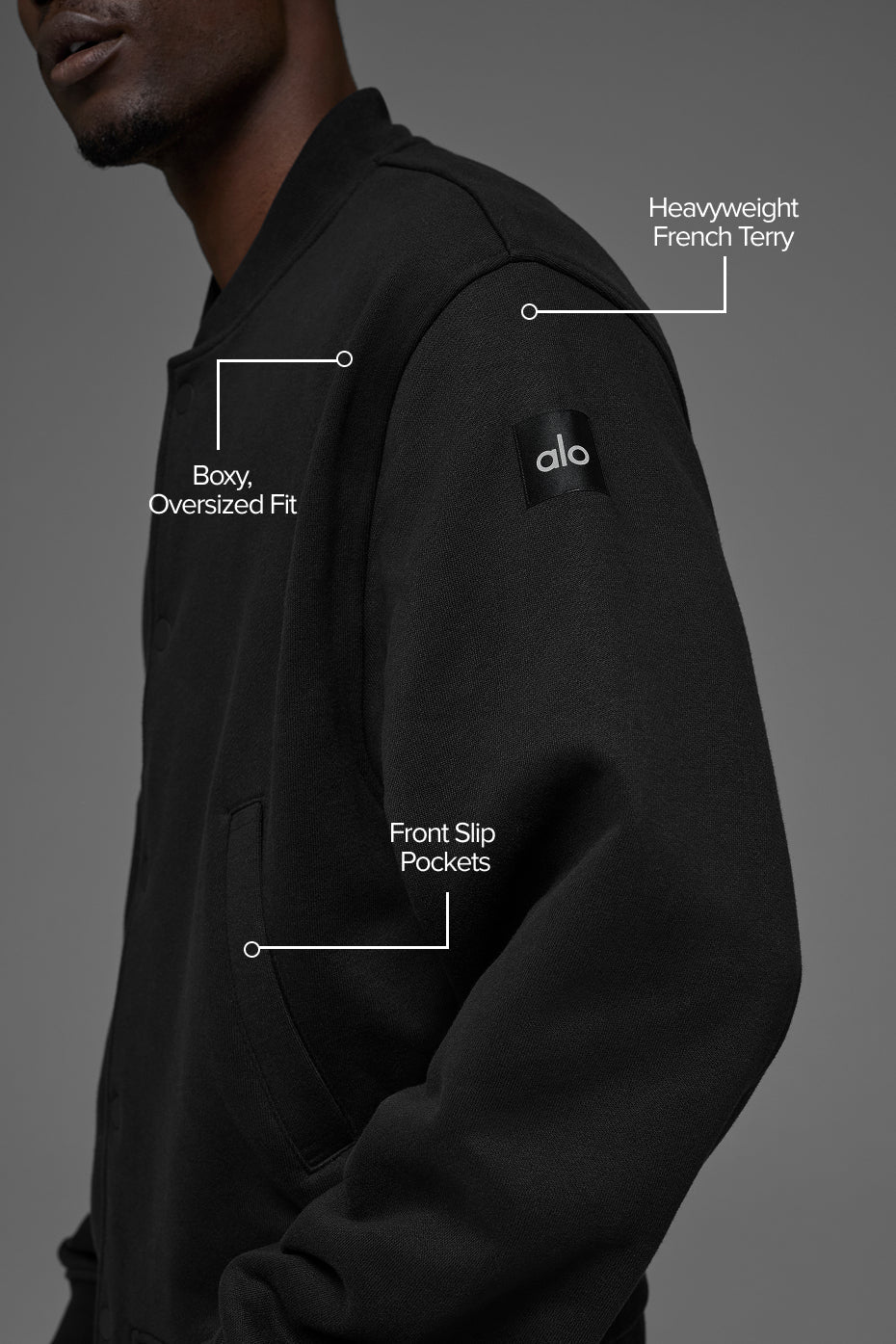 Renown Varsity Zip Jacket — Black