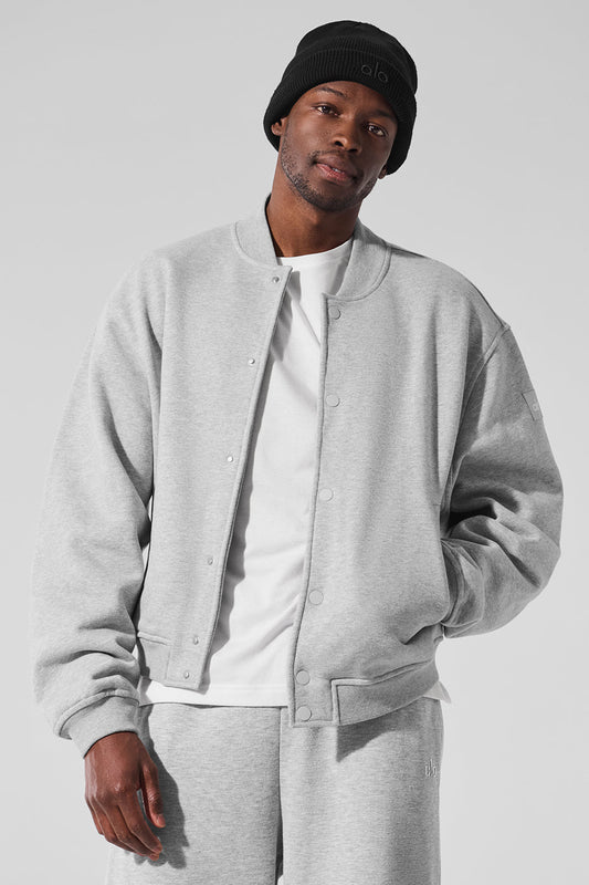 Renown Varsity Zip Jacket — Athletic Heather Grey
