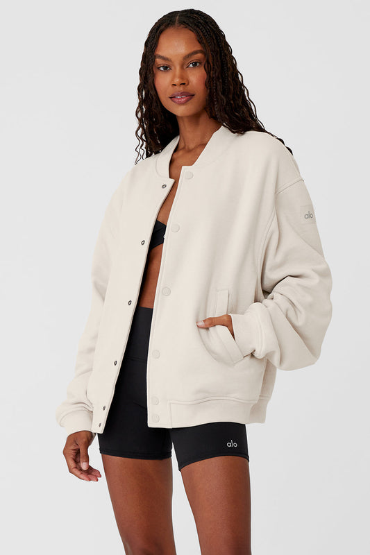 Renown Varsity Zip Jacket — Bone