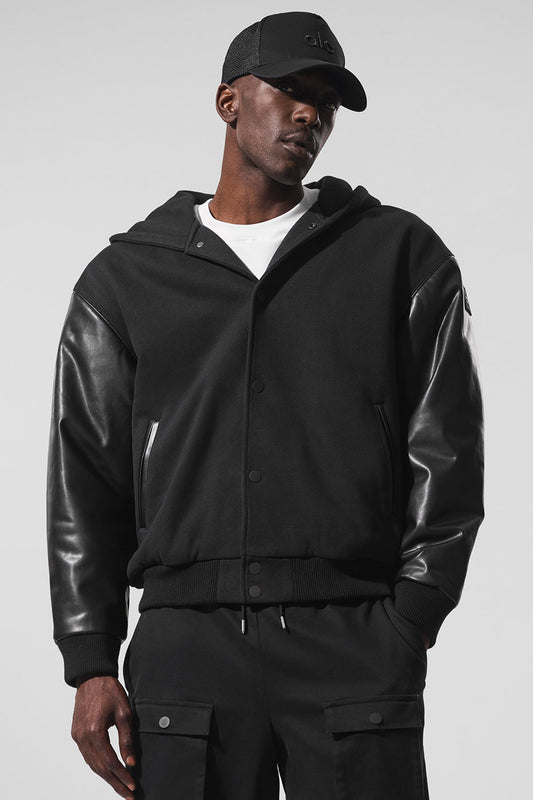 Select Hooded Bomber Zip Jacket — Black