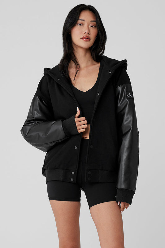 Select Hooded Bomber Zip Jacket — Black