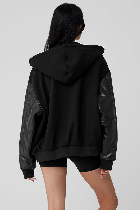Select Hooded Bomber Zip Jacket — Black