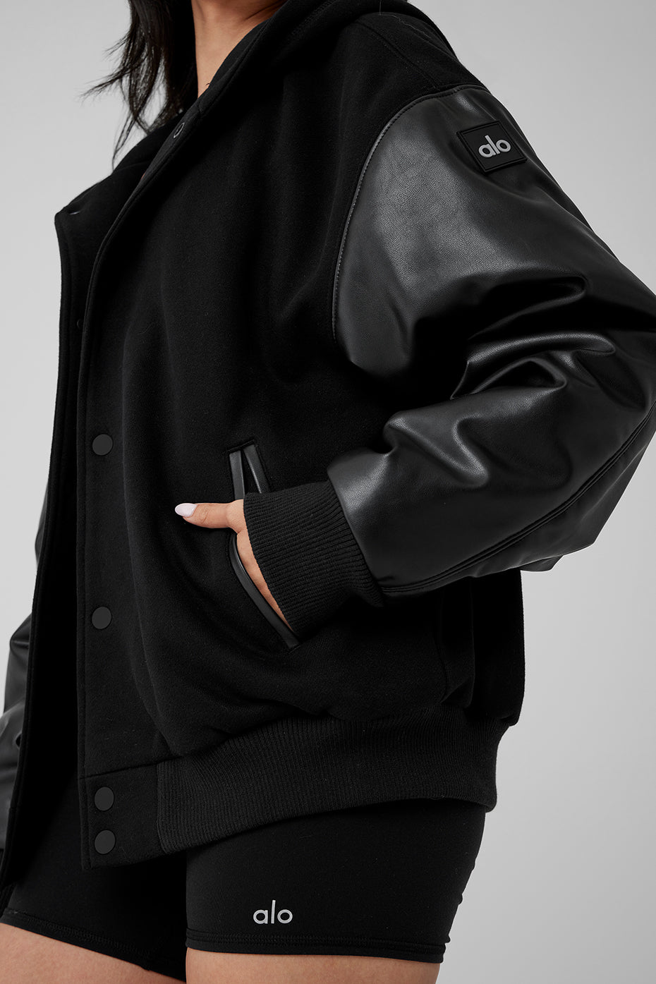 Select Hooded Bomber Zip Jacket — Black