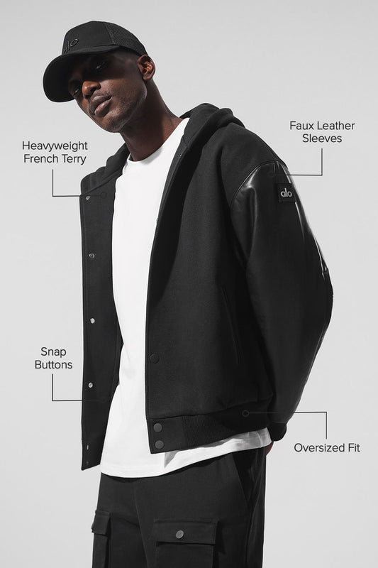 Select Hooded Bomber Zip Jacket — Black