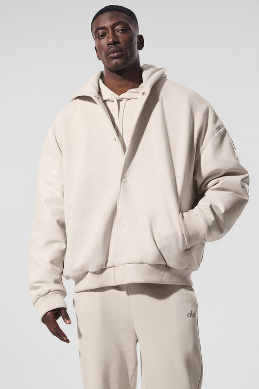 Select Hooded Bomber Zip Jacket — Bone