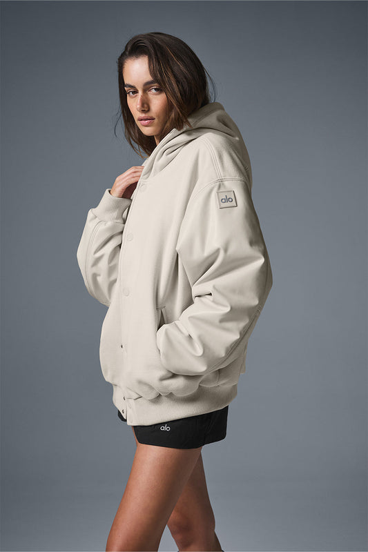 Select Hooded Bomber Zip Jacket — Bone