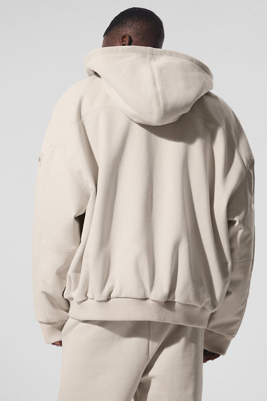 Select Hooded Bomber Zip Jacket — Bone