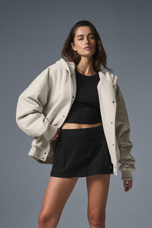 Select Hooded Bomber Zip Jacket — Bone