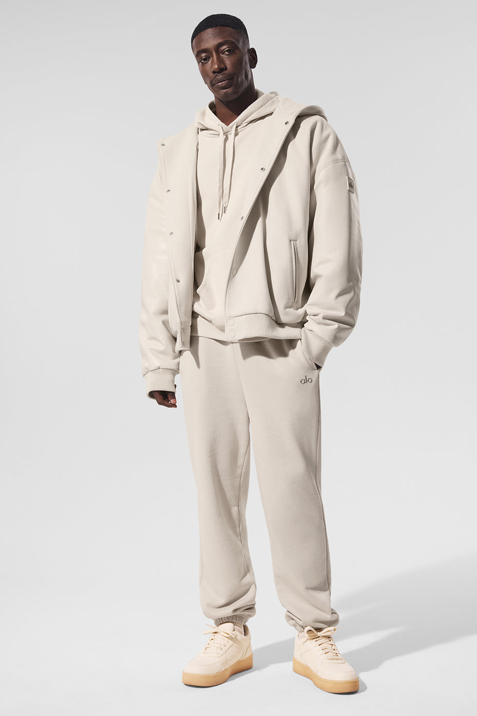Select Hooded Bomber Zip Jacket — Bone