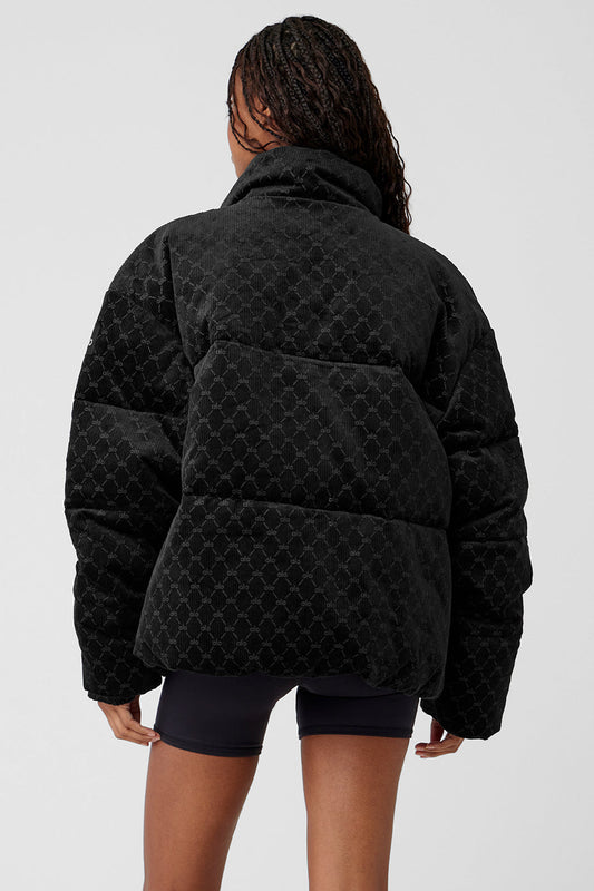 Debossed Corduroy Stage Puffer — Black
