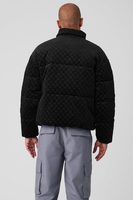 Debossed Corduroy Stage Puffer — Black