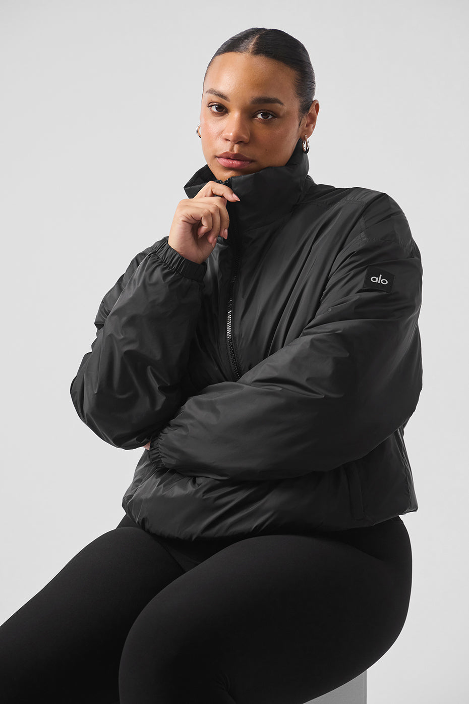 Latitude Light Weight 1/2 Zip Crew Sweatshirt Zip Jacket — Black