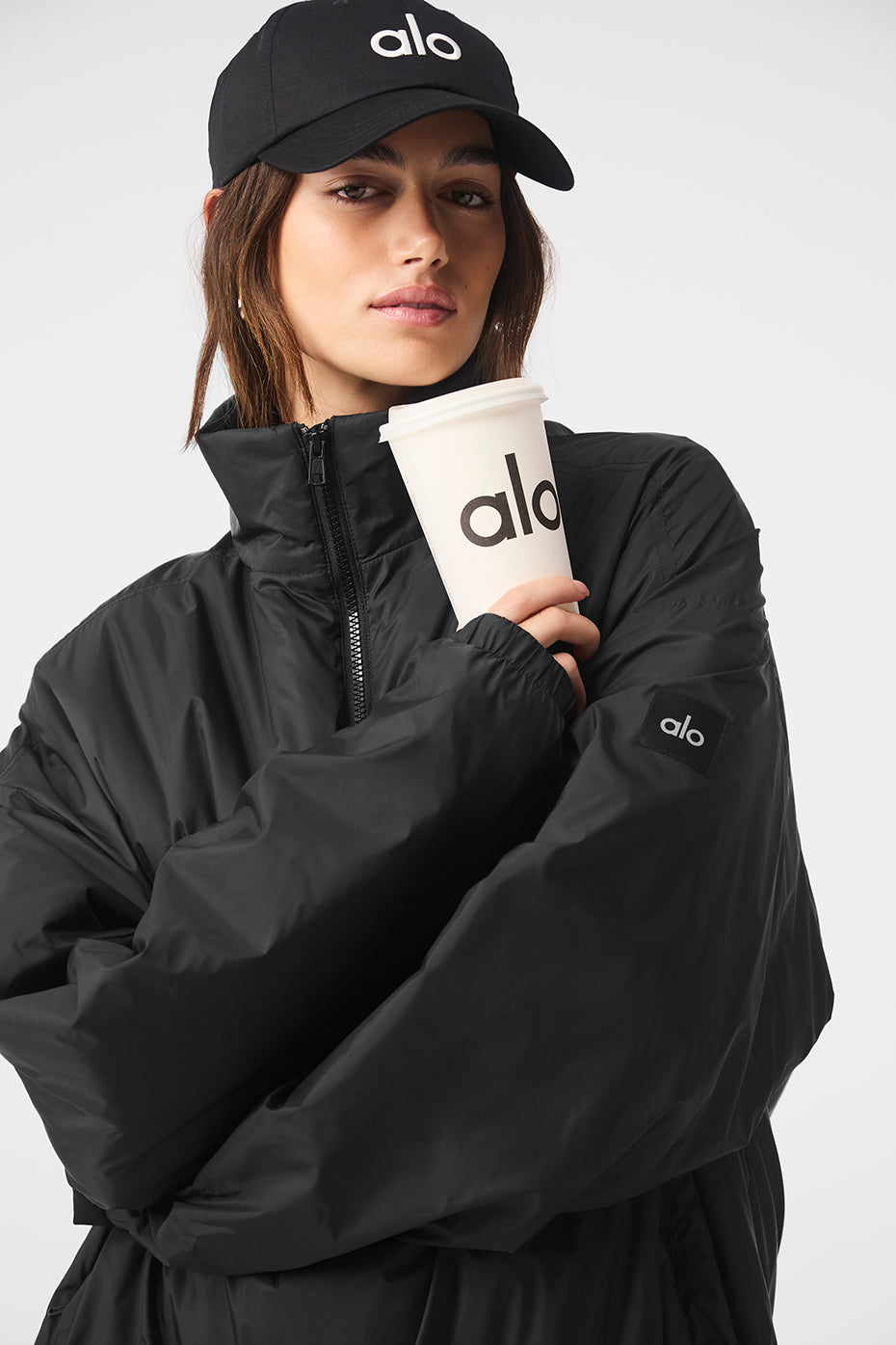 Latitude Light Weight 1/2 Zip Crew Sweatshirt Zip Jacket — Black