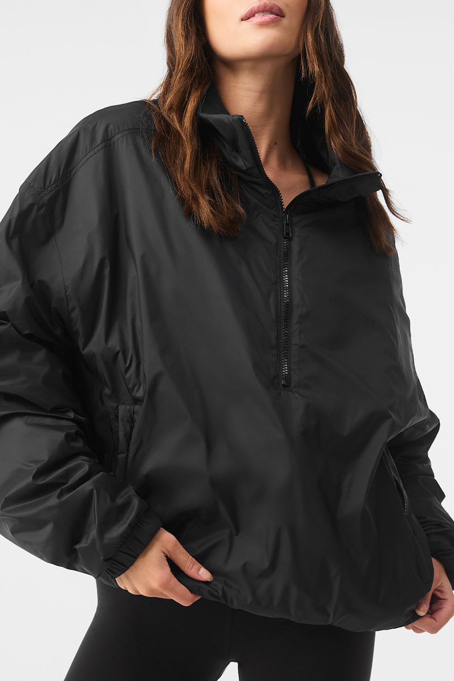 Latitude Light Weight 1/2 Zip Crew Sweatshirt Zip Jacket — Black