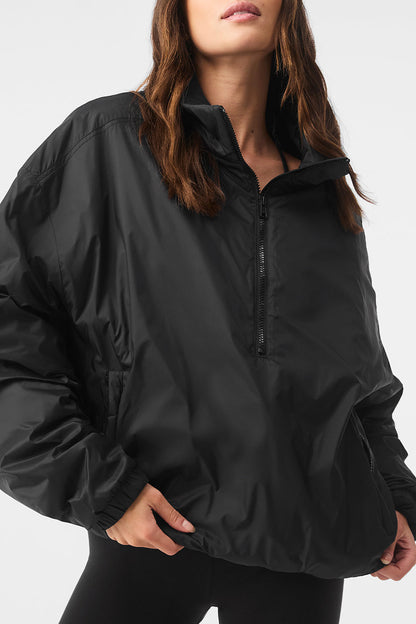 Latitude Light Weight 1/2 Zip Crew Sweatshirt Zip Jacket — Black