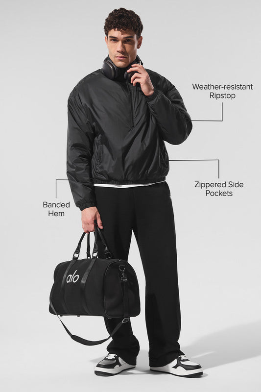 Latitude Light Weight 1/2 Zip Crew Sweatshirt Zip Jacket — Black